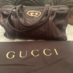 Authentic Dark brown lambskin boston bag by gucci